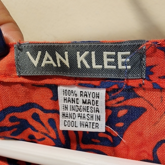 VAN KLEE red Print Covel All Tunic top Kimono - Picture 3 of 10